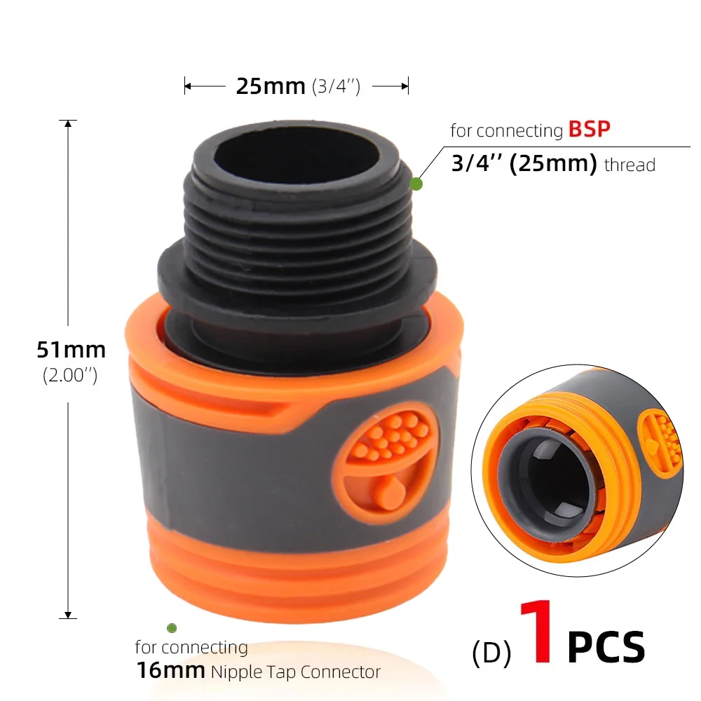 1/4 3/8'' 1/2'' 3/4'' Hose Quick Connecter Plastic Rubber Coupling Adapter Pipe Tubing Irrigation System Coupler Shut Off Valve