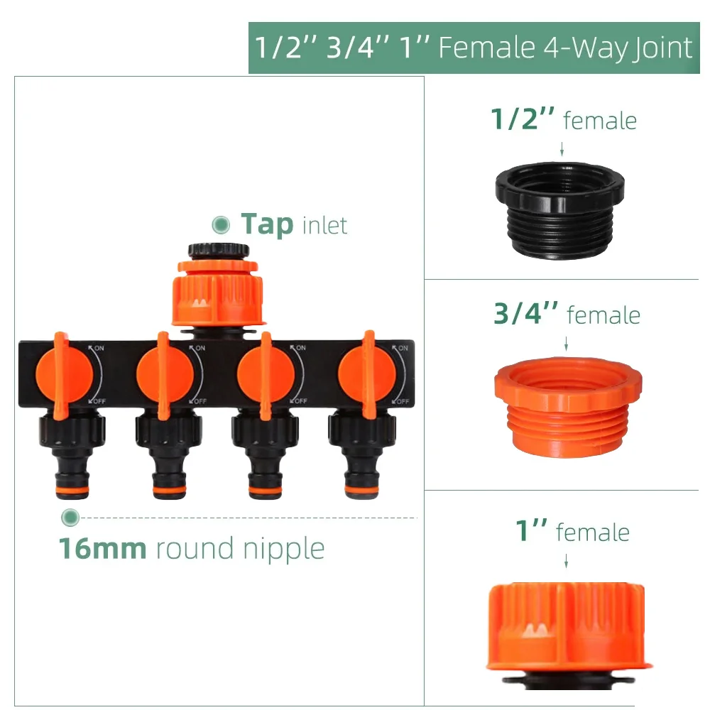 1/4 3/8'' 1/2'' 3/4'' Hose Quick Connecter Plastic Rubber Coupling Adapter Pipe Tubing Irrigation System Coupler Shut Off Valve