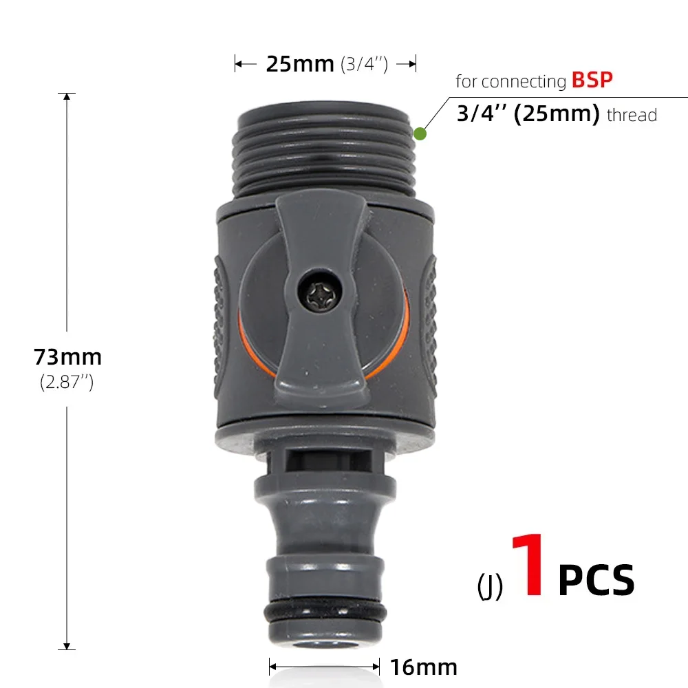 1/4 3/8'' 1/2'' 3/4'' Hose Quick Connecter Plastic Rubber Coupling Adapter Pipe Tubing Irrigation System Coupler Shut Off Valve