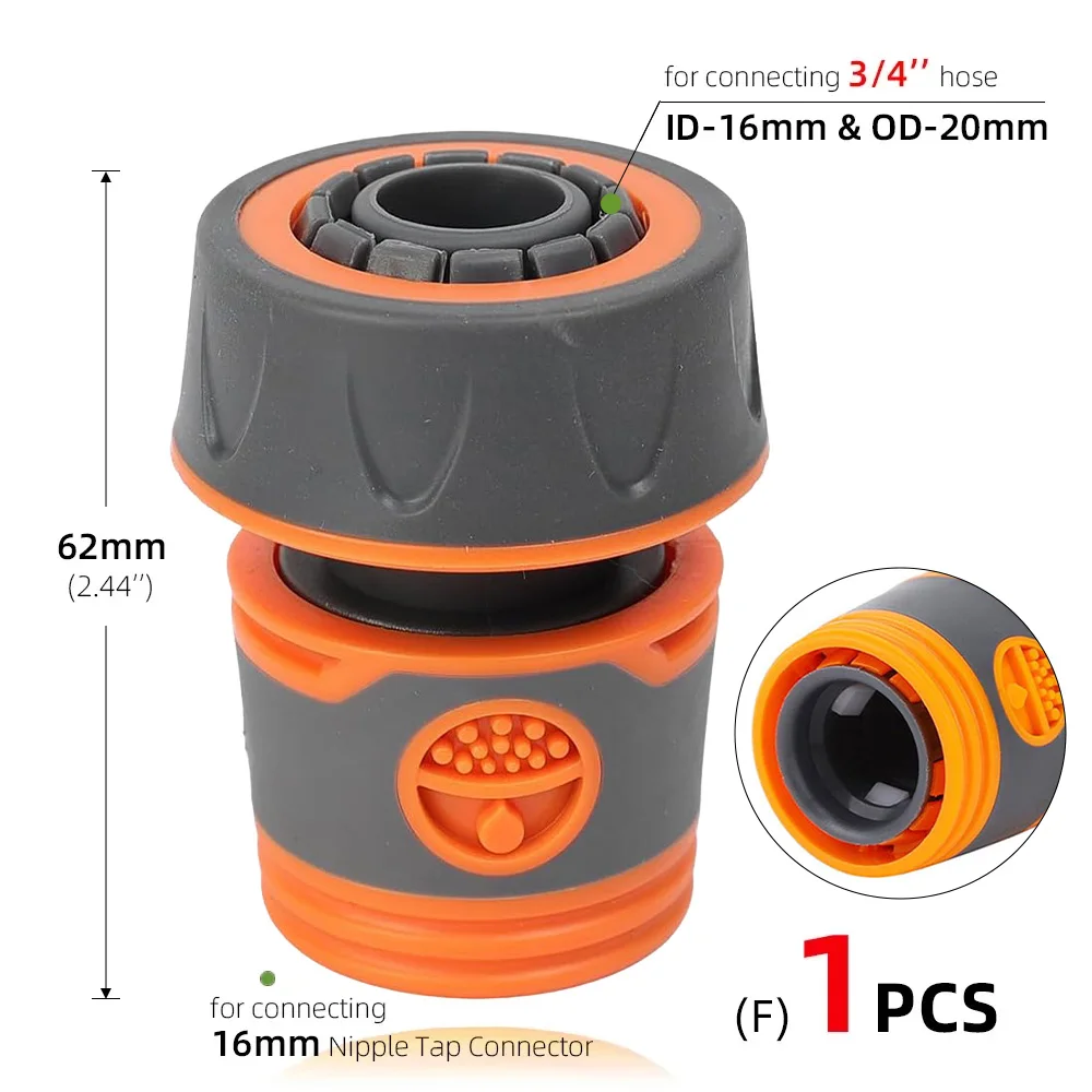 1/4 3/8'' 1/2'' 3/4'' Hose Quick Connecter Plastic Rubber Coupling Adapter Pipe Tubing Irrigation System Coupler Shut Off Valve