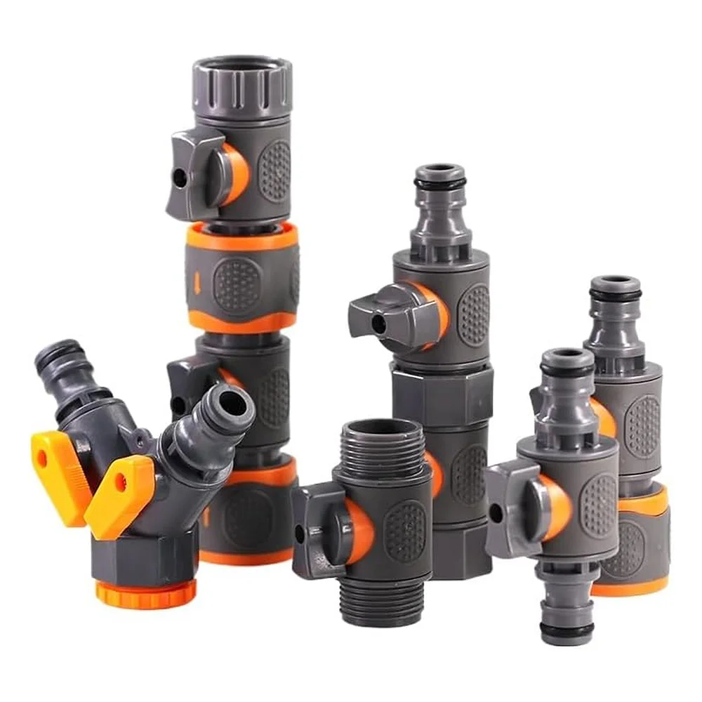 1/4 3/8'' 1/2'' 3/4'' Hose Quick Connecter Plastic Rubber Coupling Adapter Pipe Tubing Irrigation System Coupler Shut Off Valve