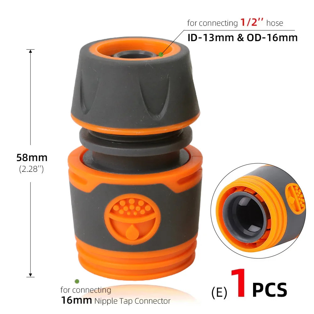 1/4 3/8'' 1/2'' 3/4'' Hose Quick Connecter Plastic Rubber Coupling Adapter Pipe Tubing Irrigation System Coupler Shut Off Valve