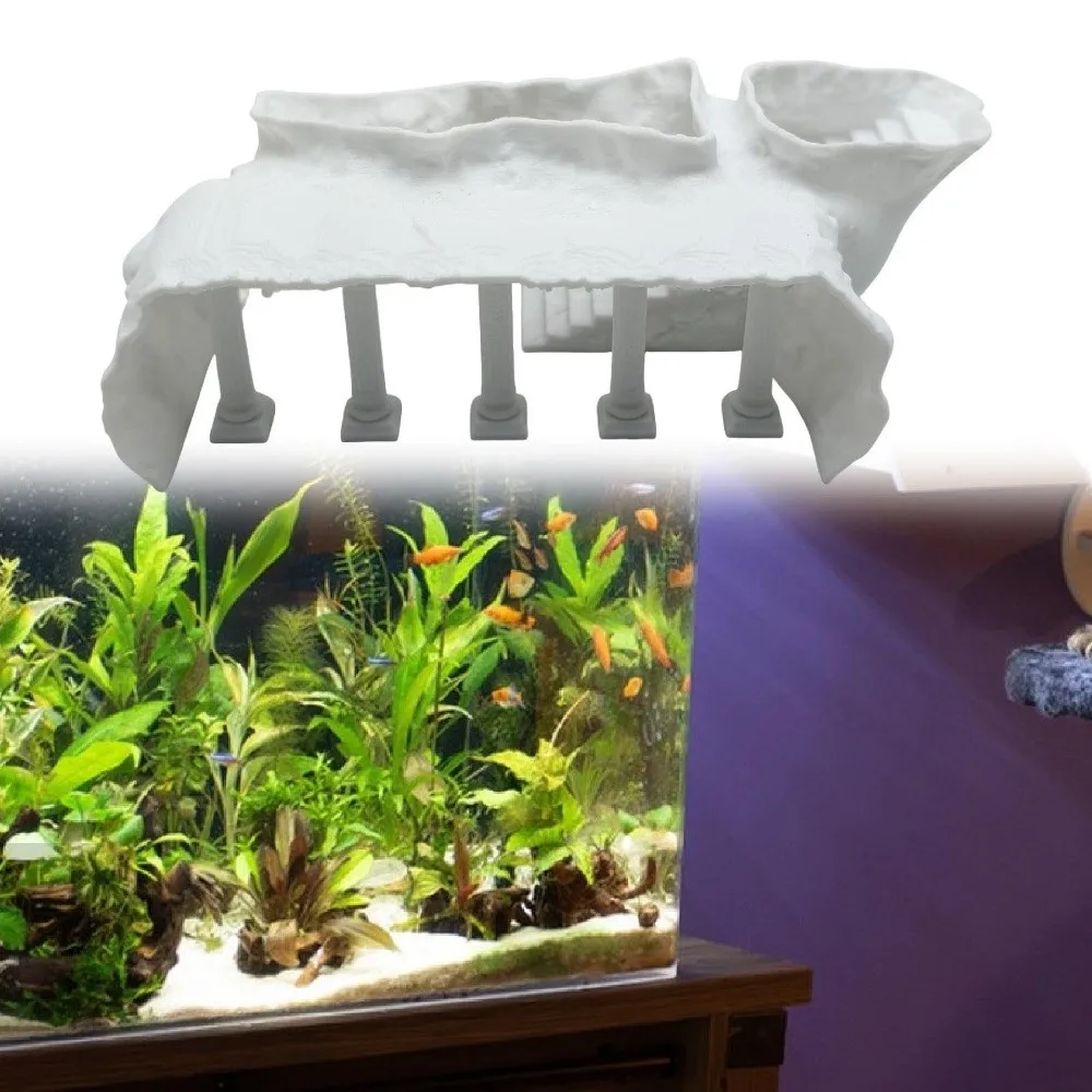 3D Printing Fish Tank Cave Artificial Roman Column Simulated Fish Hiding Shelter Viewing Ports Plastic Aquarium Cave Tunnel