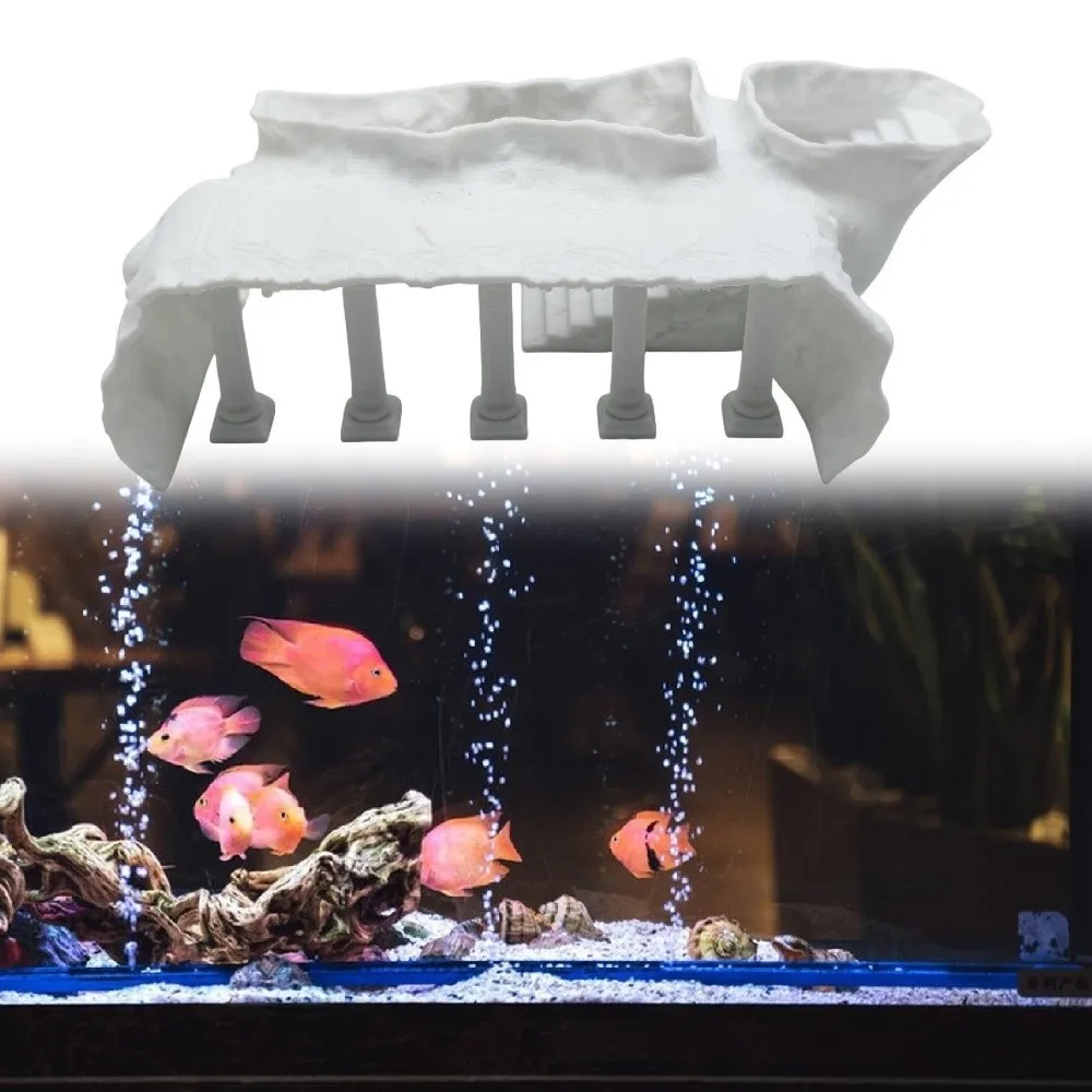 3D Printing Fish Tank Cave Artificial Roman Column Simulated Fish Hiding Shelter Viewing Ports Plastic Aquarium Cave Tunnel