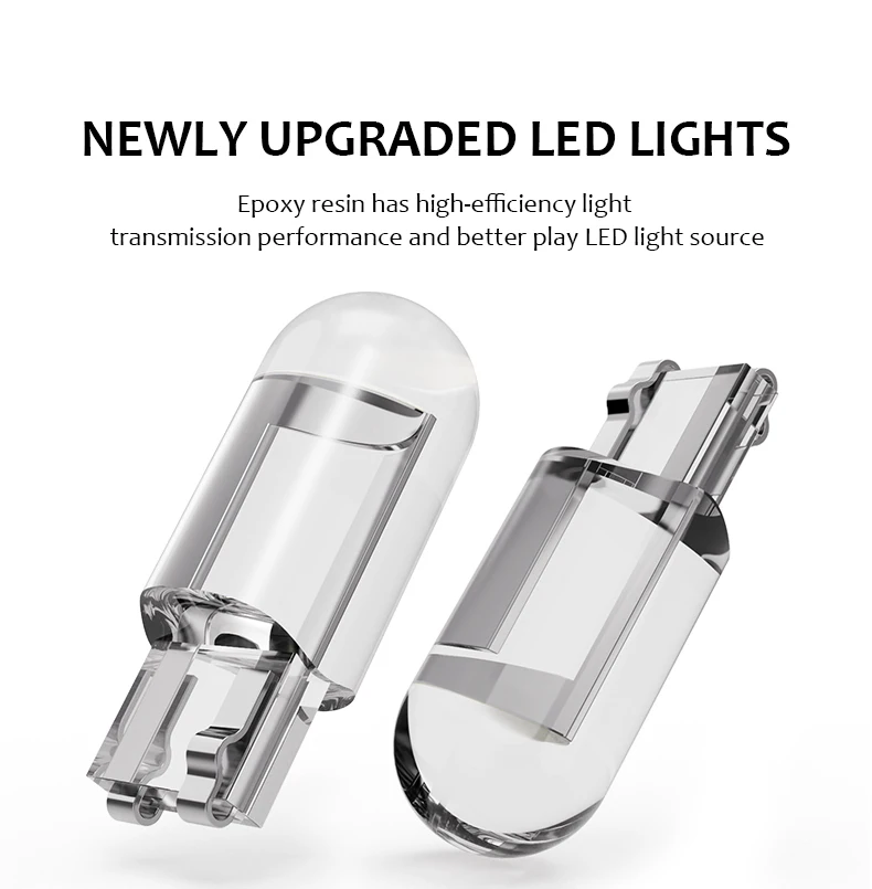 2/10pcs W5W 194 T10 Glass Housing Cob LED Car bulb 3000K 6000K White Blue Red Wedge License Plate Lamp Dome Light