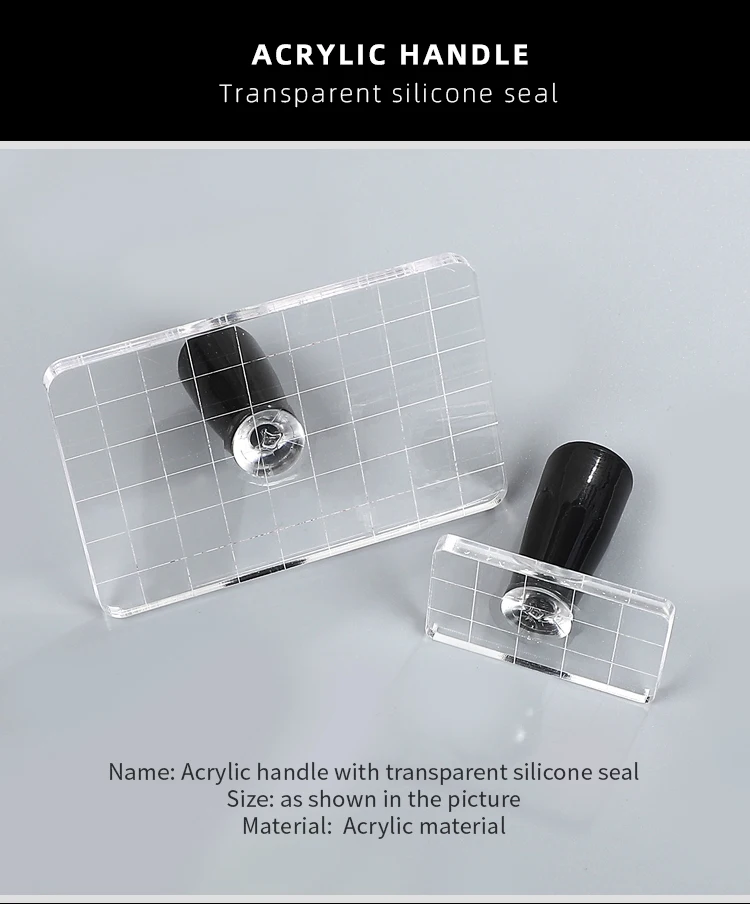 Acrylic Handle Transparent Rectangular Silicone Stamp Creative DIY Journal Material Collage Student Supplies Stationery