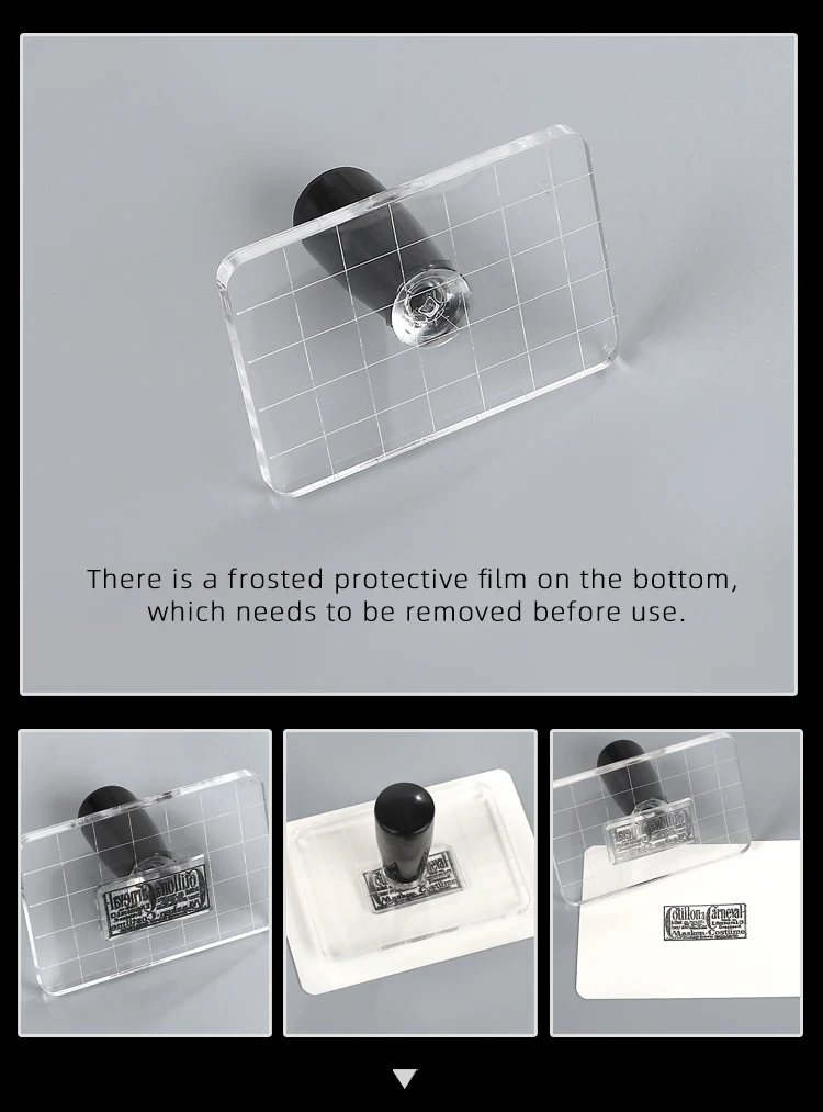 Acrylic Handle Transparent Rectangular Silicone Stamp Creative DIY Journal Material Collage Student Supplies Stationery
