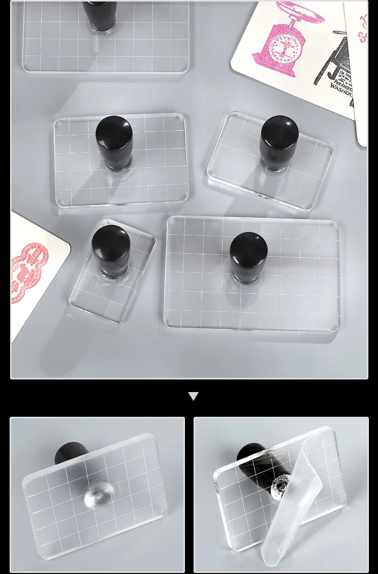 Acrylic Handle Transparent Rectangular Silicone Stamp Creative DIY Journal Material Collage Student Supplies Stationery