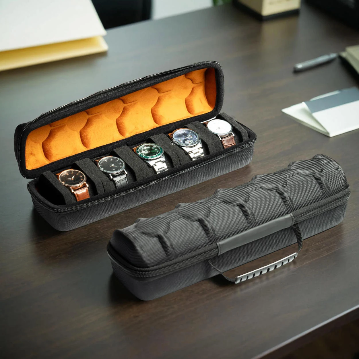Watch Box Organizer for Men,Watch Travel Case Portable Storage Watch Display Holder for Wristwatches with anti-Move Watch Pillow