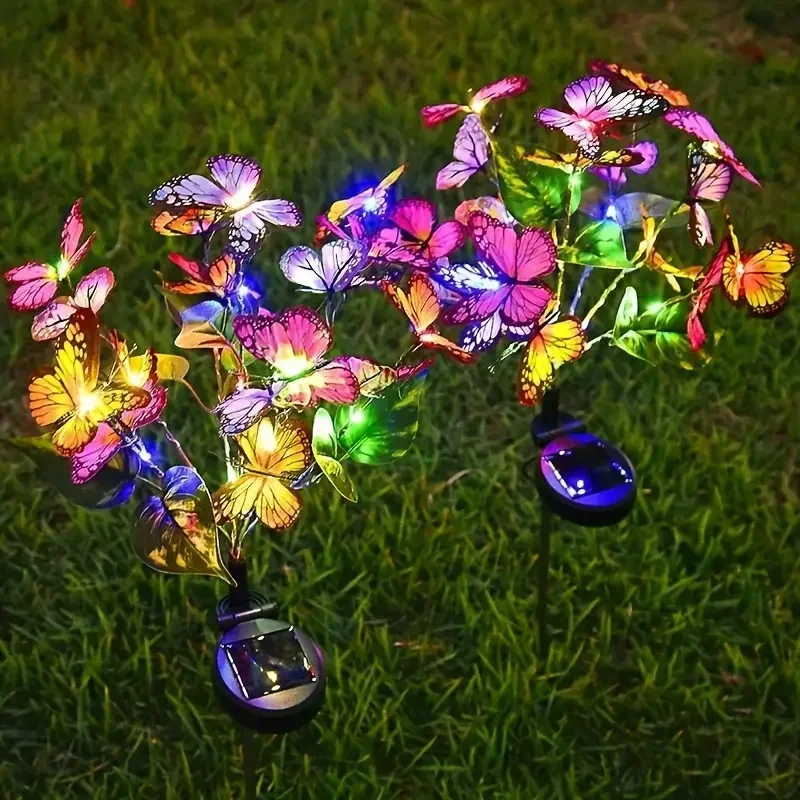 Solar LED Butterfly Flower Light Outdoor Simulation Butterfly Lawn Lamp Garden Waterproof Landscape for Home Christmas Decor