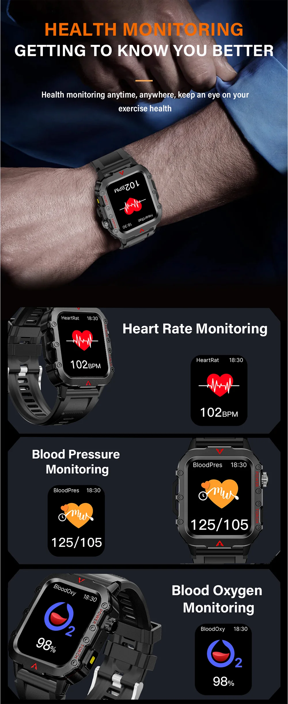 LAXASFIT 2026 New Smart Watch Men's Outdoor Watch 1.85 inch Voice Assistant Bluetooth Call with LED Flashlight Smart Watch