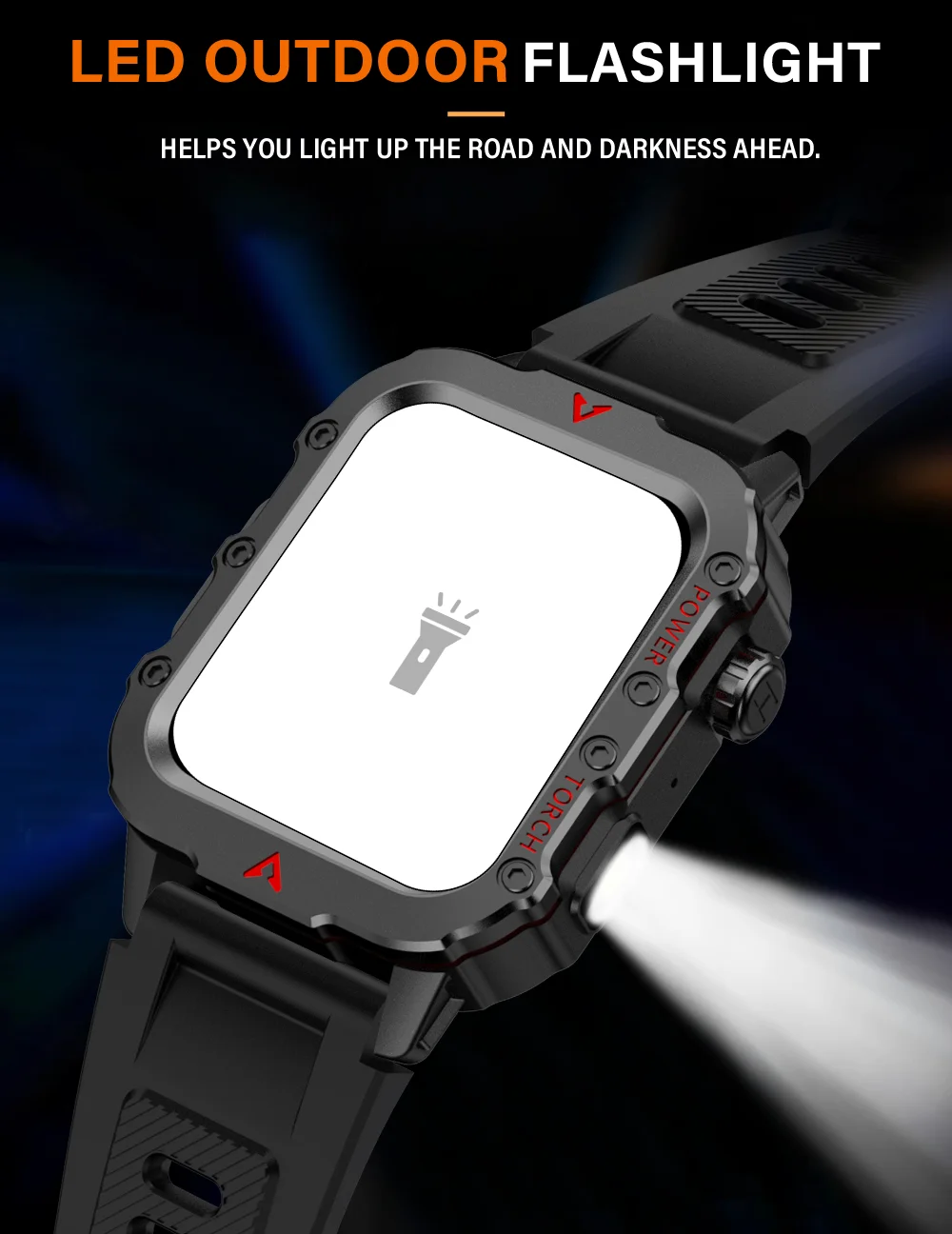 LAXASFIT 2026 New Smart Watch Men's Outdoor Watch 1.85 inch Voice Assistant Bluetooth Call with LED Flashlight Smart Watch