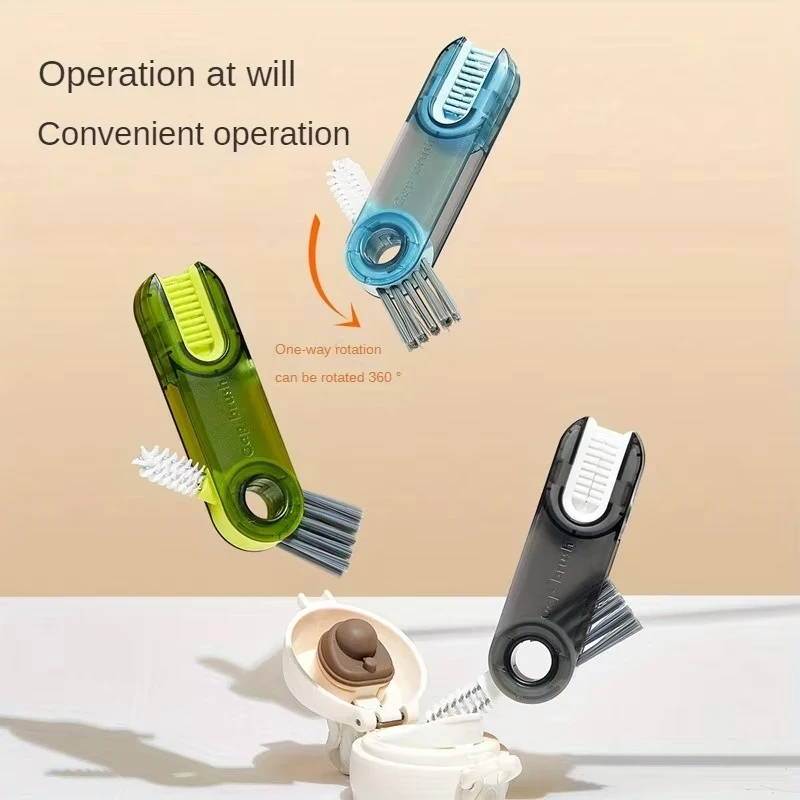 Three-In-One Cup Lid Brush Thermos Cup Gap Cleaning Artifact U-Shaped Cup Mouth Special Cleaning Brush
