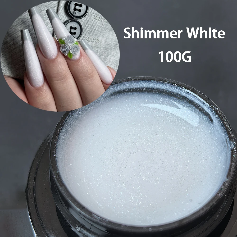 Jillnails Snow Sparkle Builder Nail Gel 100g/50g Hema TPO Free Shimmer Glitter Pink Purple Milky for Nail Extension Sculpting