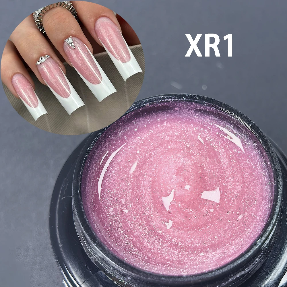 Jillnails Snow Sparkle Builder Nail Gel 100g/50g Hema TPO Free Shimmer Glitter Pink Purple Milky for Nail Extension Sculpting