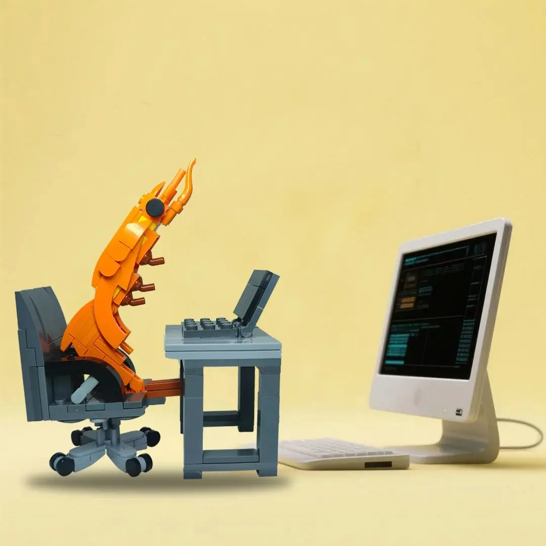 MOC Building Block Shrimp Model Figurines, Puzzle Assembly, Boys and Girls Randomly Mixing, Internet Celebrity Creative Parodies