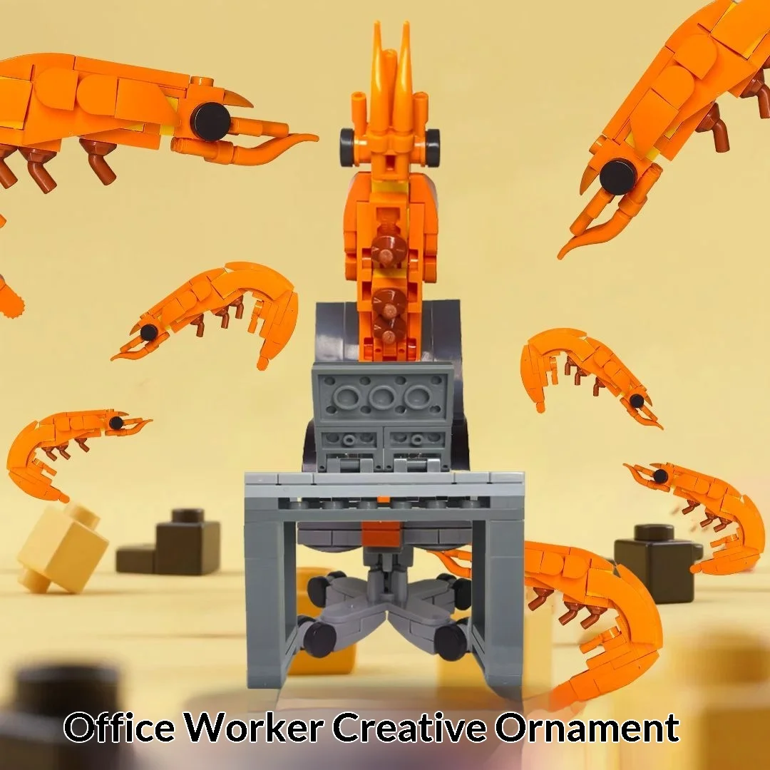 MOC Building Block Shrimp Model Figurines, Puzzle Assembly, Boys and Girls Randomly Mixing, Internet Celebrity Creative Parodies