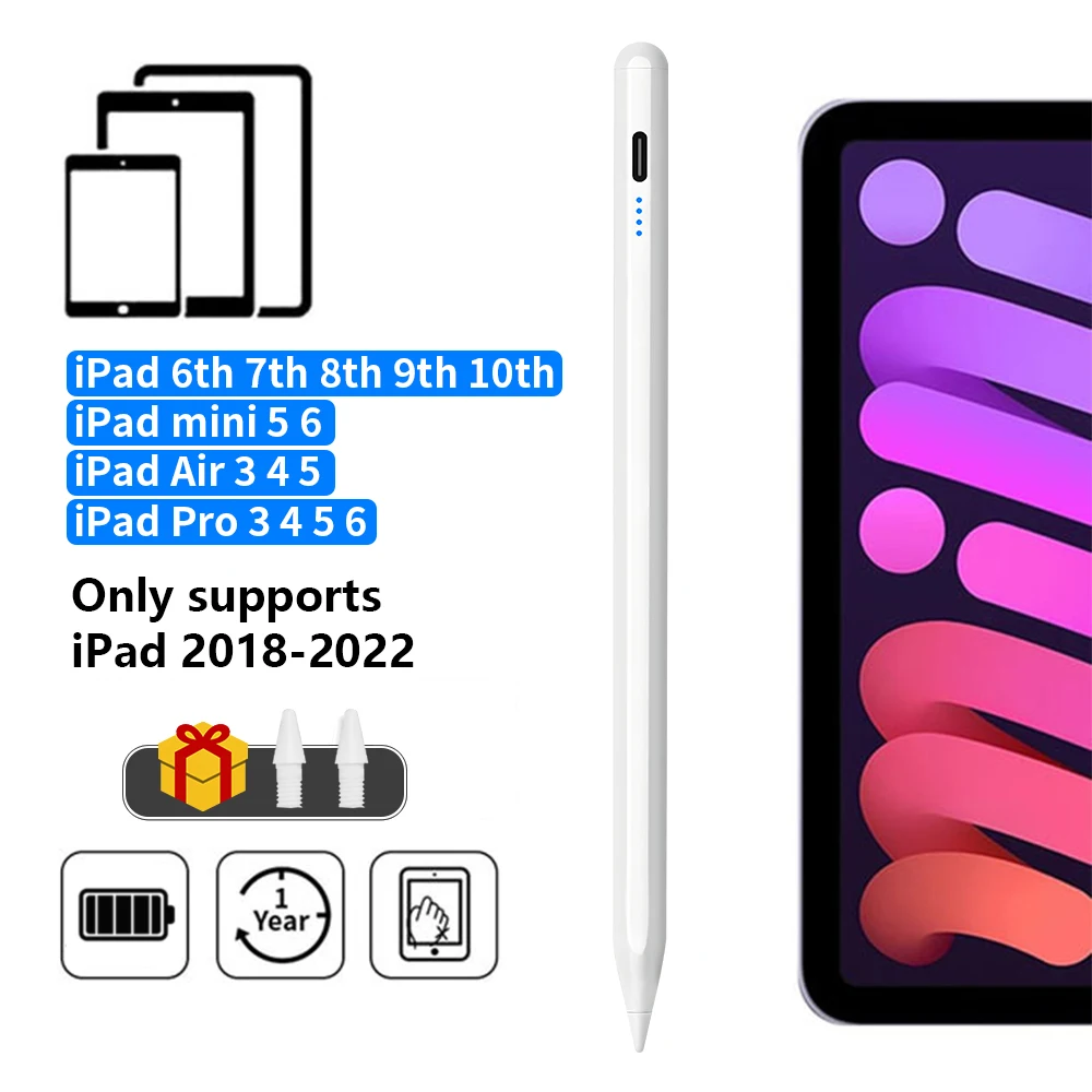 2026 Stylus For Apple Pencil with Palm Rejection for iPad Air 6 M2 2025 A16 11th 10th Gen Air 5 4 10.9 Pro 11 12.9 iPad Pencil