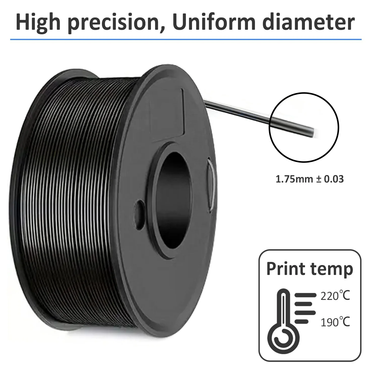 TPU 3D Printer Flexible Filament 250g (0.55lbs) 1.75mm Length 80M, Black, White
