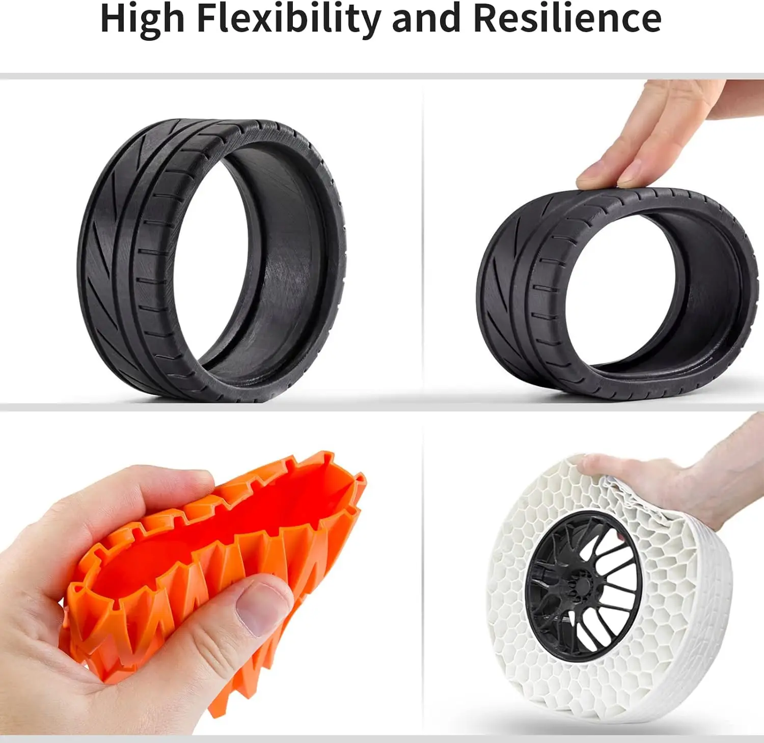 TPU 3D Printer Flexible Filament 250g (0.55lbs) 1.75mm Length 80M, Black, White