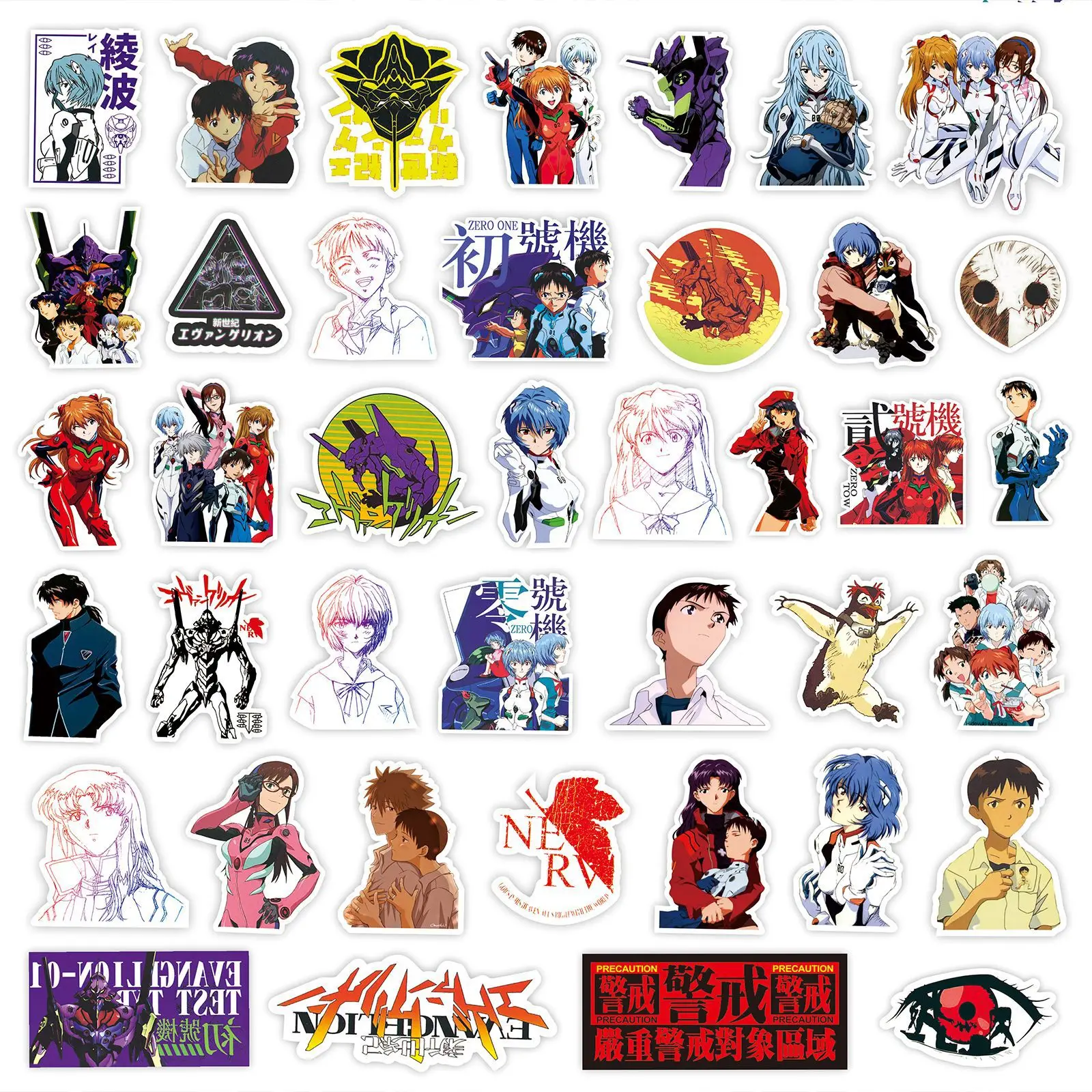 70/75PCS Black and White Sketch Neon Genesis Evangelion Stickers Classic Anime Decals for Notebook Skateboard Bike Sticker