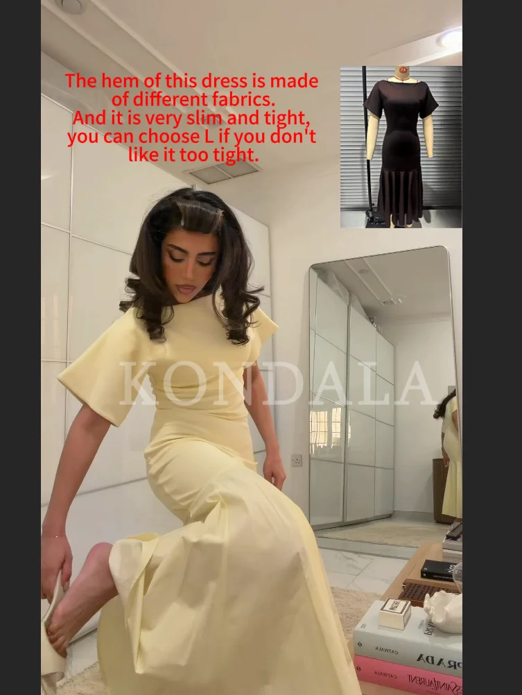 KONDALA Vintage Boat Collar Long Dress Women's Elegant Casual Splicing Pleated Dress New 2026 Spring Summer Fashion Slim Dress