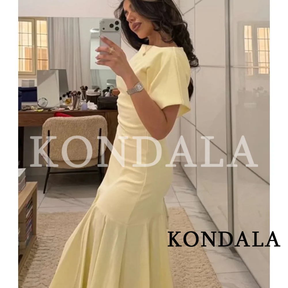 KONDALA Vintage Boat Collar Long Dress Women's Elegant Casual Splicing Pleated Dress New 2026 Spring Summer Fashion Slim Dress