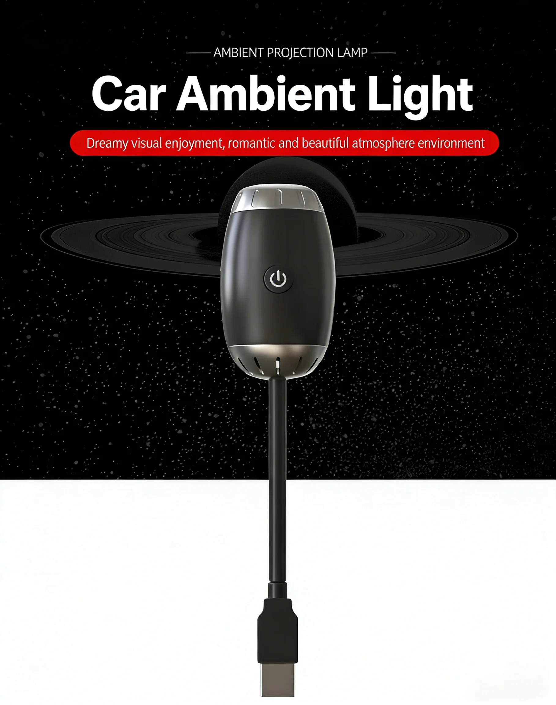 USB Car Star Atmosphere Projector Light HD Focusing Starry Sky Projection Lamp for Car Interior Bedroom Living Room Party Decor