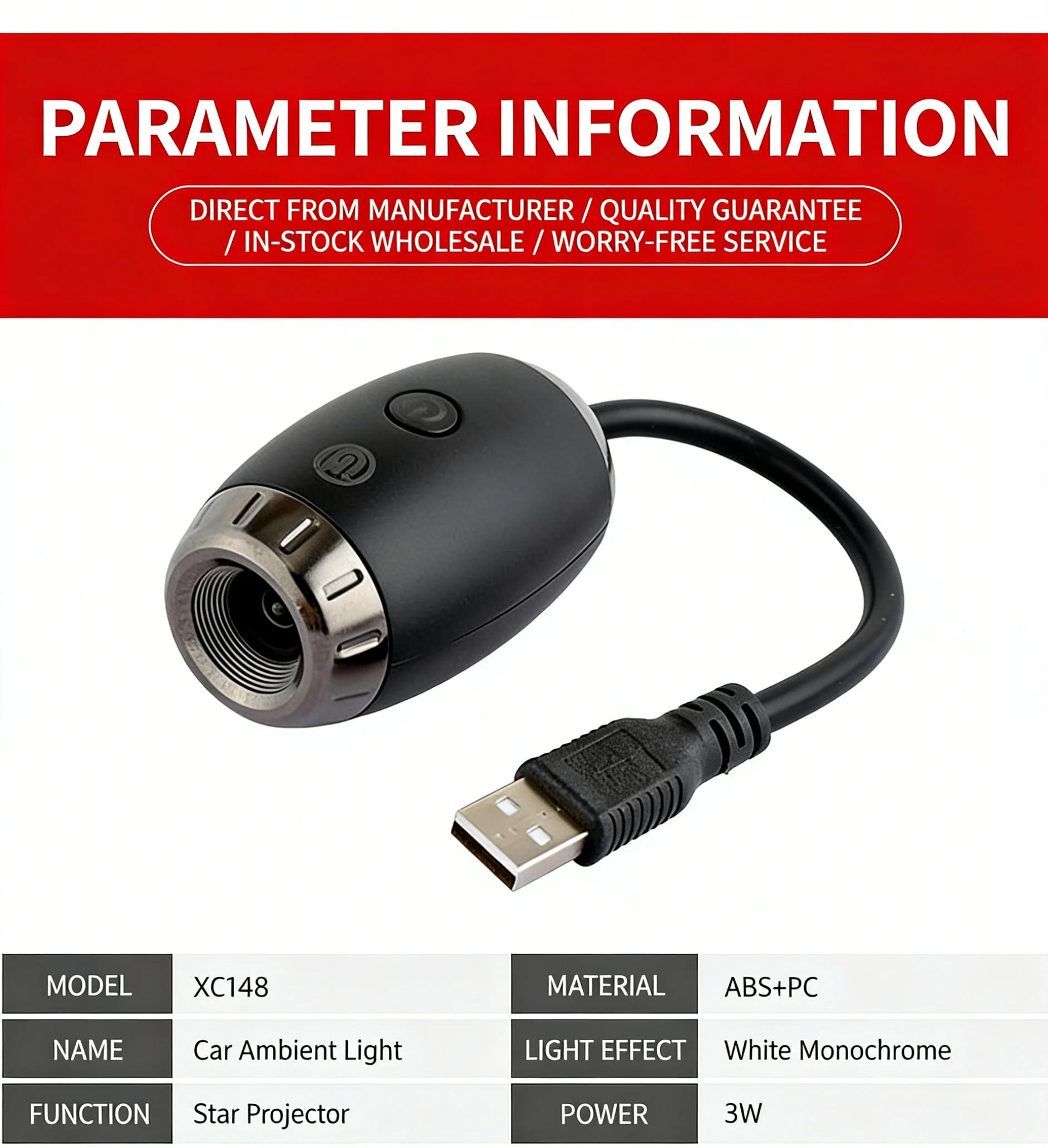 USB Car Star Atmosphere Projector Light HD Focusing Starry Sky Projection Lamp for Car Interior Bedroom Living Room Party Decor