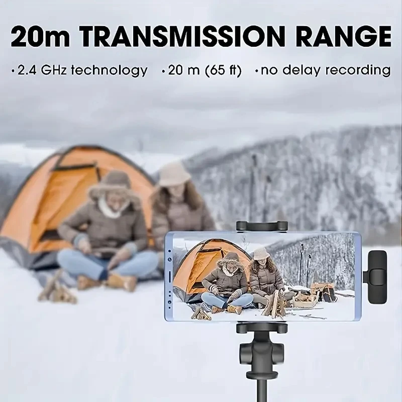 Wireless Lavalier Microphone Mini Portable Noise Reduction For Live Broadcast Gaming Audio Video Recording For Iphone Android