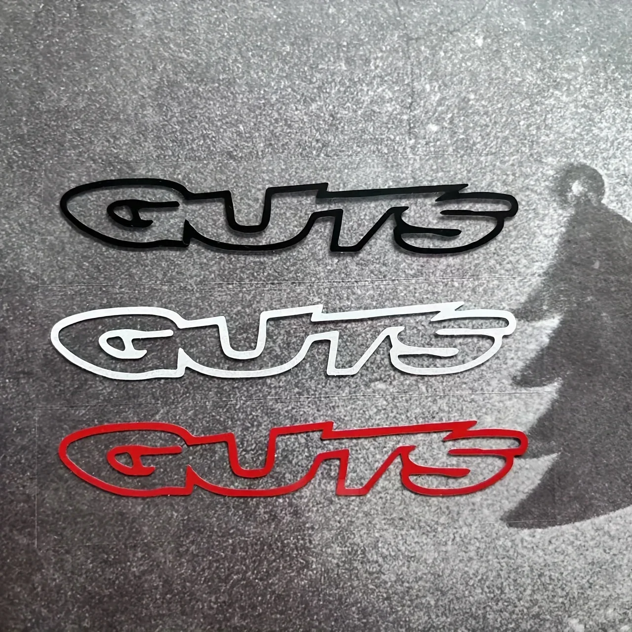 1PC Black/White/Red GUTS Letter Stickers Waterproof Vinyl Decal for Car Motorcycle Bike Helmet Decoration