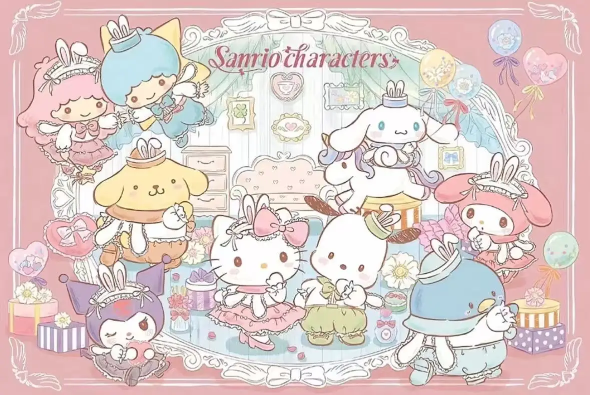 2026 Summer 100% Cotton Sanrio Cinnamoroll Printed Casual Loose T-shirt Parent-child Vintage Harajuku Top 52TOYS Collaboration.