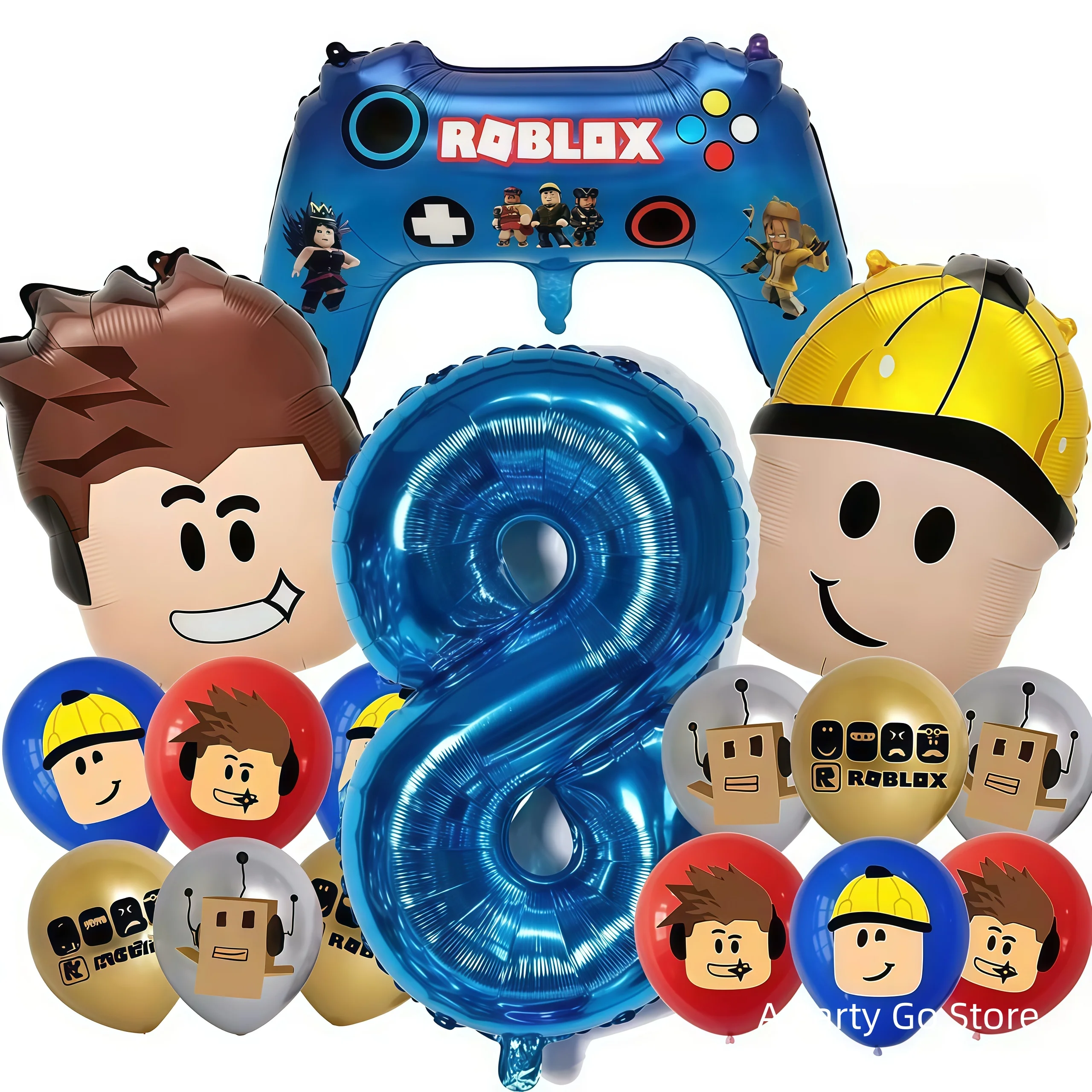 Roblox Balloons Roblox Themed Boy Balloons Cartoon Double-sided Shaped Birthday Party Decorations happy birthday decoration