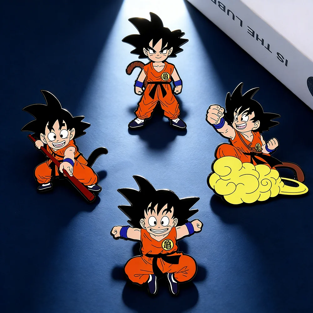 4 Pcs Son Goku Dragon Ball Cartoon Character Brooch Enamel Pin Metal Badge Jewelry for Clothes And Backpack Accessories Gifts
