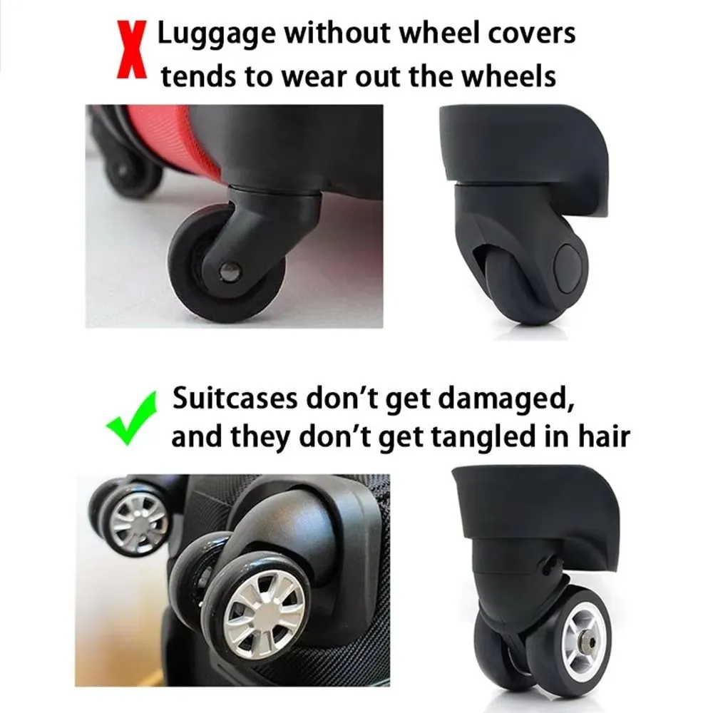 8PCS Luggage Wheels Protector Silicone Wheels Caster Shoes Travel Luggage Suitcase Reduce Noise Wheels Guard Cover Accessories