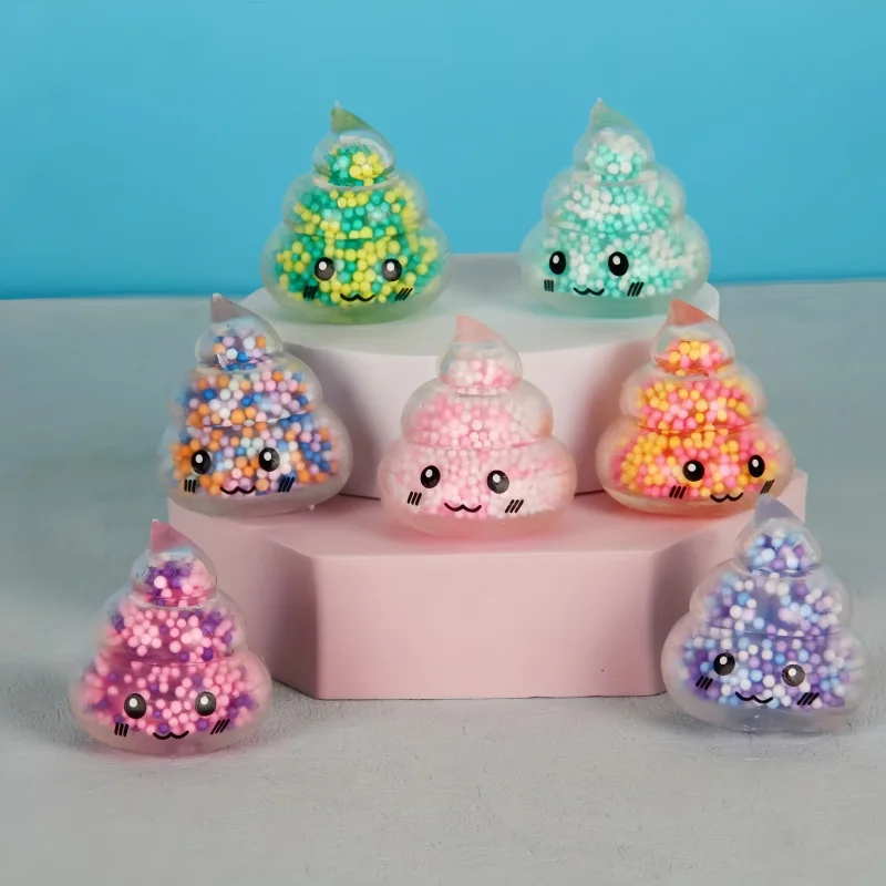 2PCS Squishy Poop Stress Relief Balls Colorful Fidget Toys for Girls Kids Easter Basket Stuffers Stress-Relieving Toy