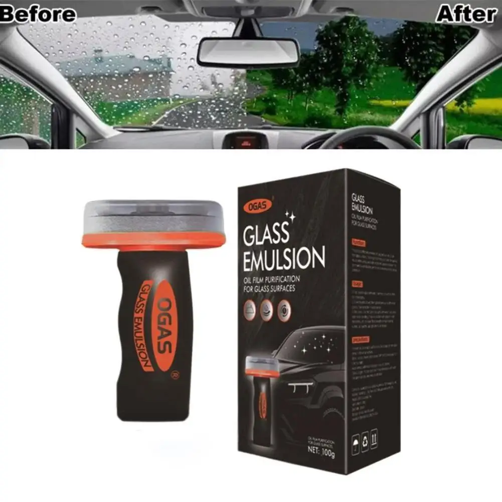 Glass Emulsion Oil Film Cleaning Brush Remove Stubborn Oil Stain for Car Windshield Home Window Scratch-Free Safe Formula 100g