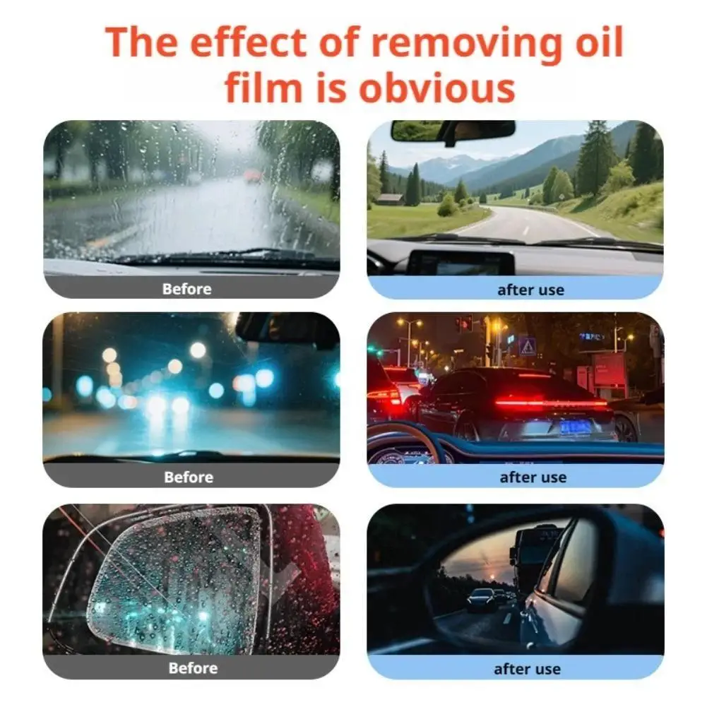 Glass Emulsion Oil Film Cleaning Brush Remove Stubborn Oil Stain for Car Windshield Home Window Scratch-Free Safe Formula 100g