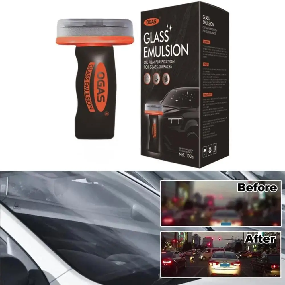 Glass Emulsion Oil Film Cleaning Brush Remove Stubborn Oil Stain for Car Windshield Home Window Scratch-Free Safe Formula 100g