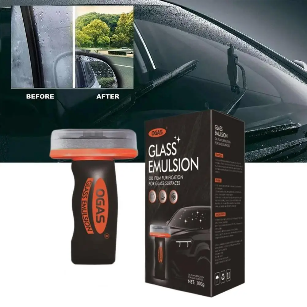 Glass Emulsion Oil Film Cleaning Brush Remove Stubborn Oil Stain for Car Windshield Home Window Scratch-Free Safe Formula 100g