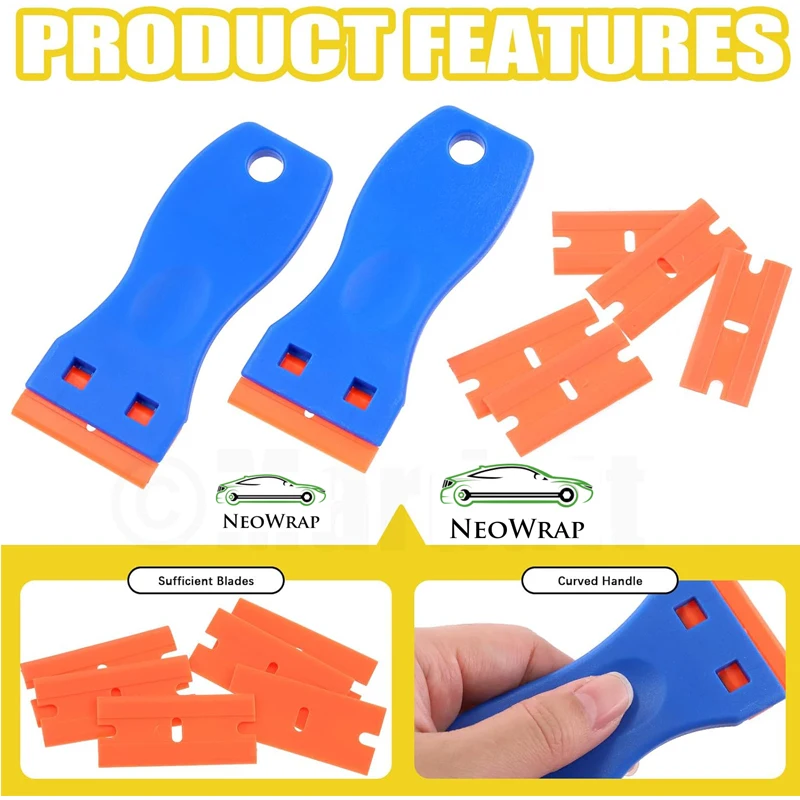 Plastic Scrapers Non-Scratch Scraper Tool for Tight Spaces Multi-Purpose Label Scraper Pen-Shaped for Car Cleaning Kit 3-35Pcs