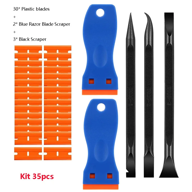 Plastic Scrapers Non-Scratch Scraper Tool for Tight Spaces Multi-Purpose Label Scraper Pen-Shaped for Car Cleaning Kit 3-35Pcs