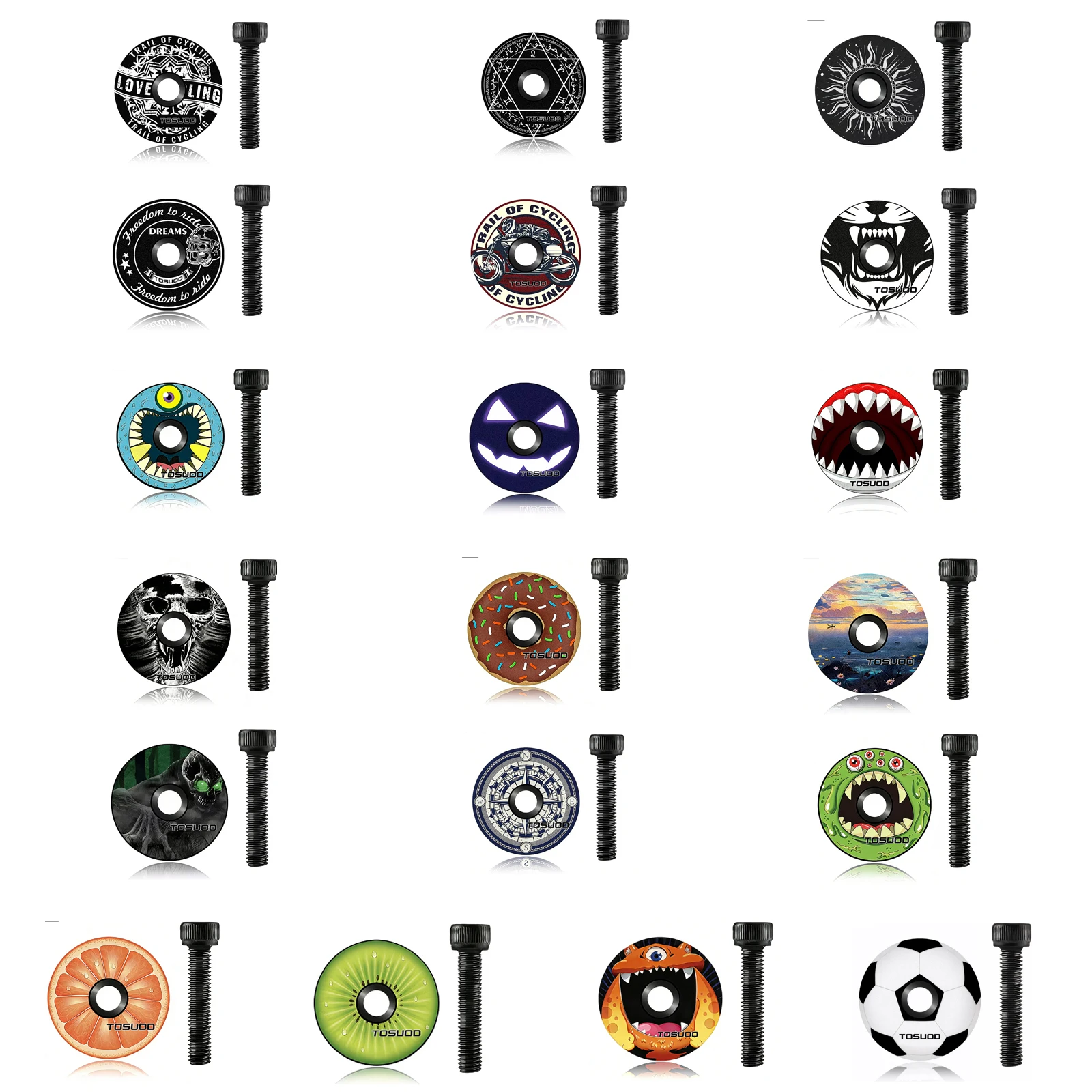 TOSUOD Bicycle Headset Top Cap Aluminum Alloy Lightweight Bike Headset Top Cap With M6x35mm Bolt For Mountain Road Bike Parts