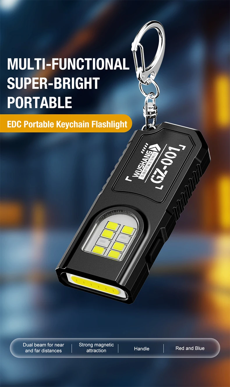Portable Keychain LED COB Flashlight USB Rechargeable Torch with Pen Clip Powerful Mini Outdoor Working Lantern with Magnetic