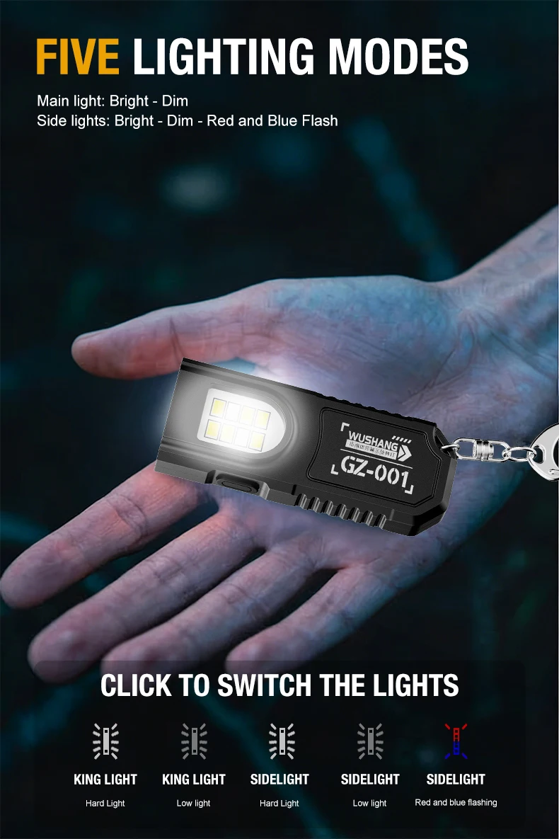 Portable Keychain LED COB Flashlight USB Rechargeable Torch with Pen Clip Powerful Mini Outdoor Working Lantern with Magnetic