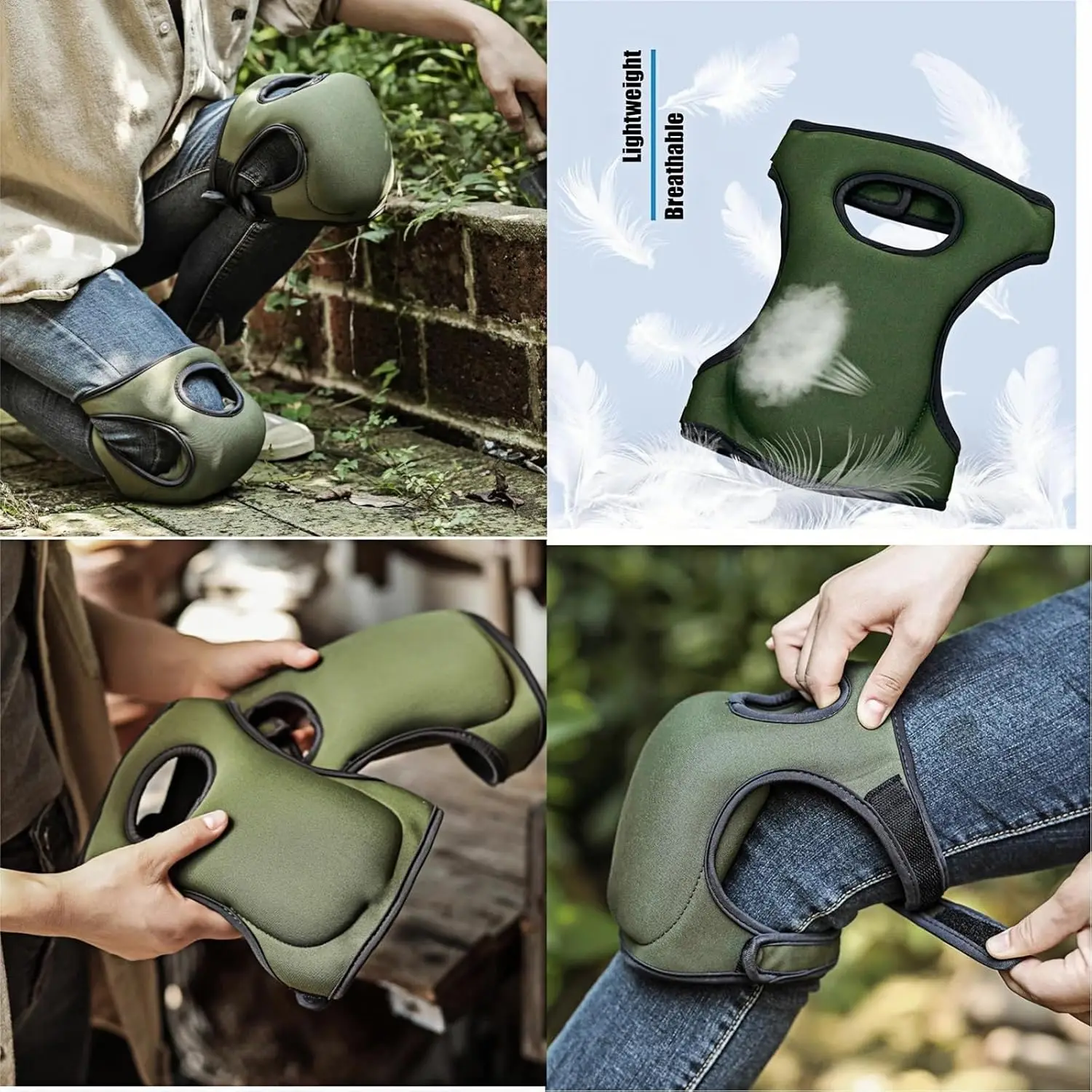 Heavy Duty Knee Pads Thick Foam Dual Strap Adjustable Breathable For Tile Laying Floor Scrubbing Mechanical Work Yoga Outdoor