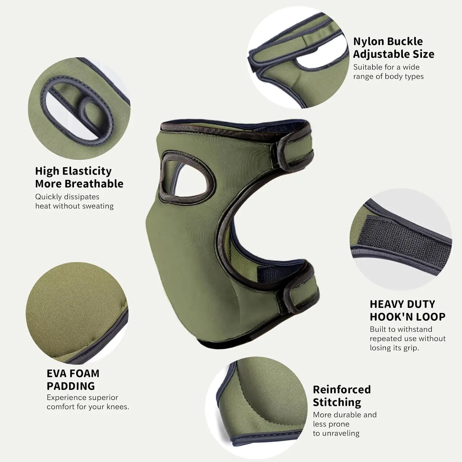 Heavy Duty Knee Pads Thick Foam Dual Strap Adjustable Breathable For Tile Laying Floor Scrubbing Mechanical Work Yoga Outdoor