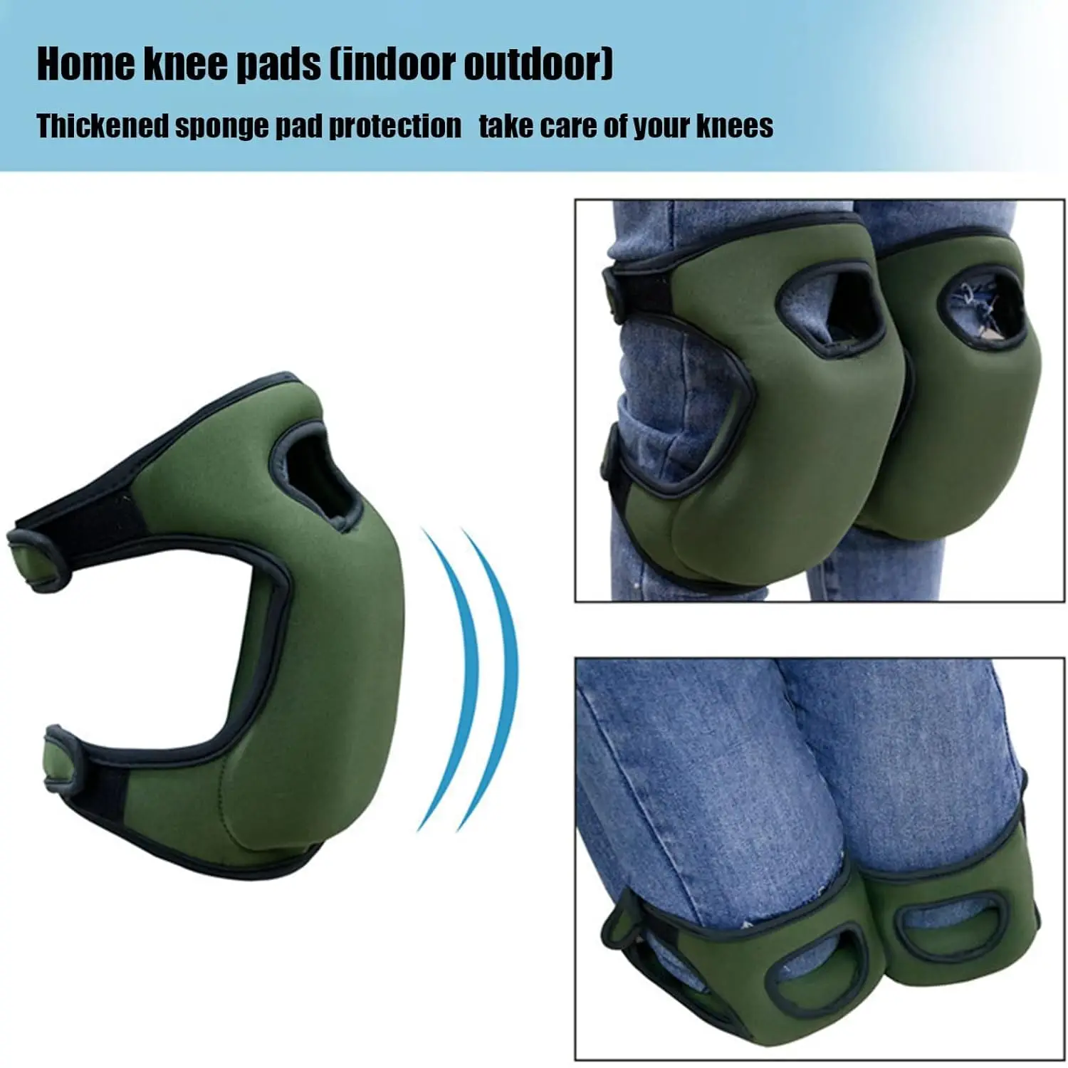 Heavy Duty Knee Pads Thick Foam Dual Strap Adjustable Breathable For Tile Laying Floor Scrubbing Mechanical Work Yoga Outdoor