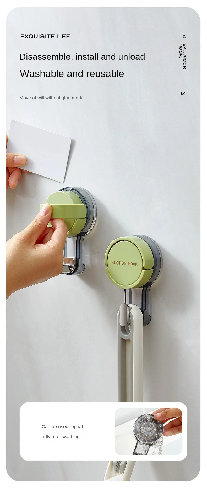 Strong Vacuum Suction Hooks Traceless No-Drilling Adhesive for Home Bathroom Kitchen Door Back Toilet Area Purpose Strong Hold