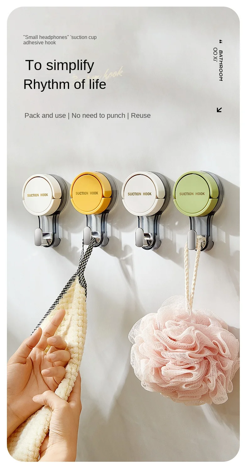 Strong Vacuum Suction Hooks Traceless No-Drilling Adhesive for Home Bathroom Kitchen Door Back Toilet Area Purpose Strong Hold